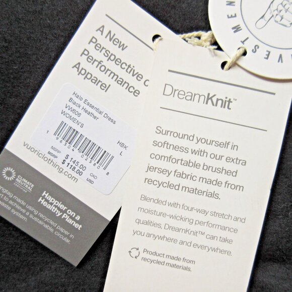 NWT Vuori Halo Essential in Black Heather Stretch Sleeveless Tank Dress L - Picture 3 of 3